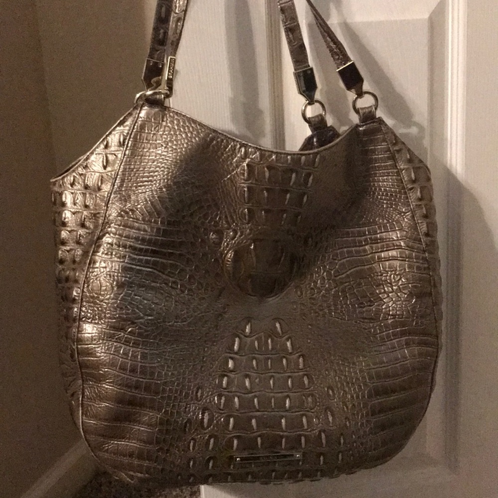 Brahmin Metallic Croc-Embossed Satchel